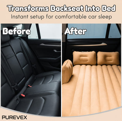 PUREVEX Inflatable Car Bed Mattress with Electric Air Pump & Pillows – Portable Travel Sleeping Bed for Cars, SUVs & Camping