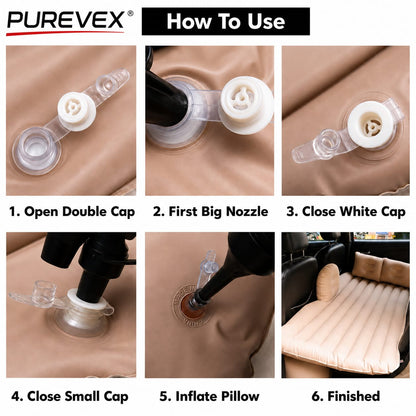 PUREVEX Inflatable Car Bed Mattress with Electric Air Pump & Pillows – Portable Travel Sleeping Bed for Cars, SUVs & Camping